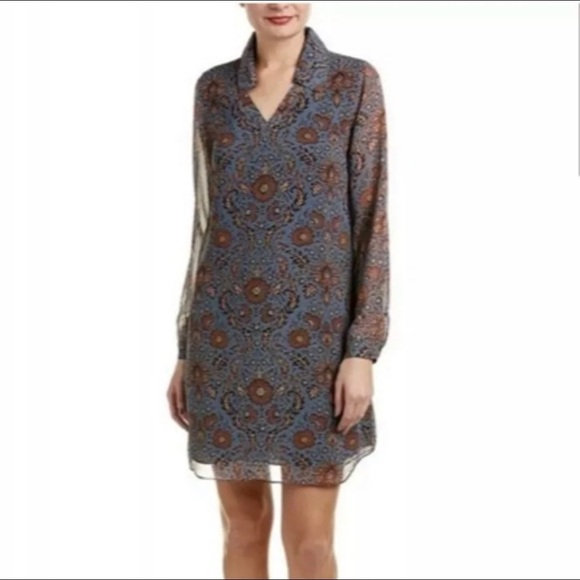 Cabi Provincial Shift Dress Blue Brown Floral - Picture 2 of 8